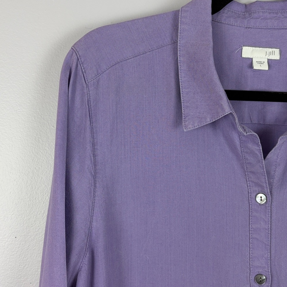 J. Jill Classic Button-Down Long Sleeve Tunic Shirt 100% Tencel Large Lavender - Picture 5 of 12
